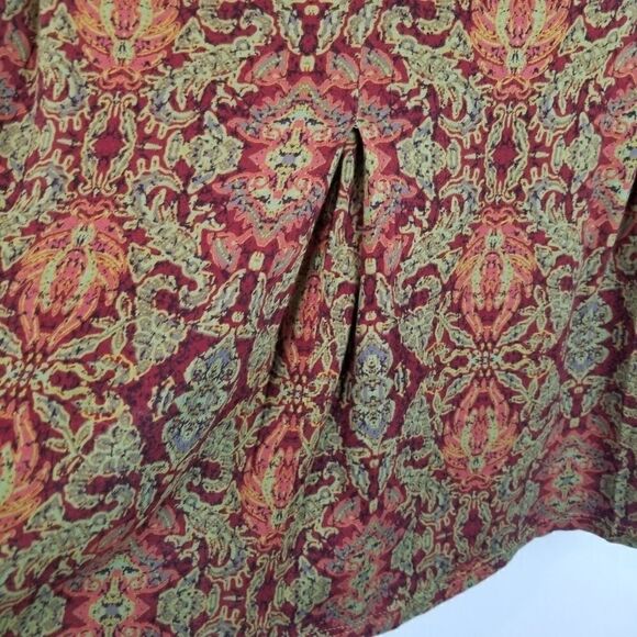 Plum and Thread. Size 1. Cute geometric print top. Reds, Orange, and Tans. - Picture 8 of 14